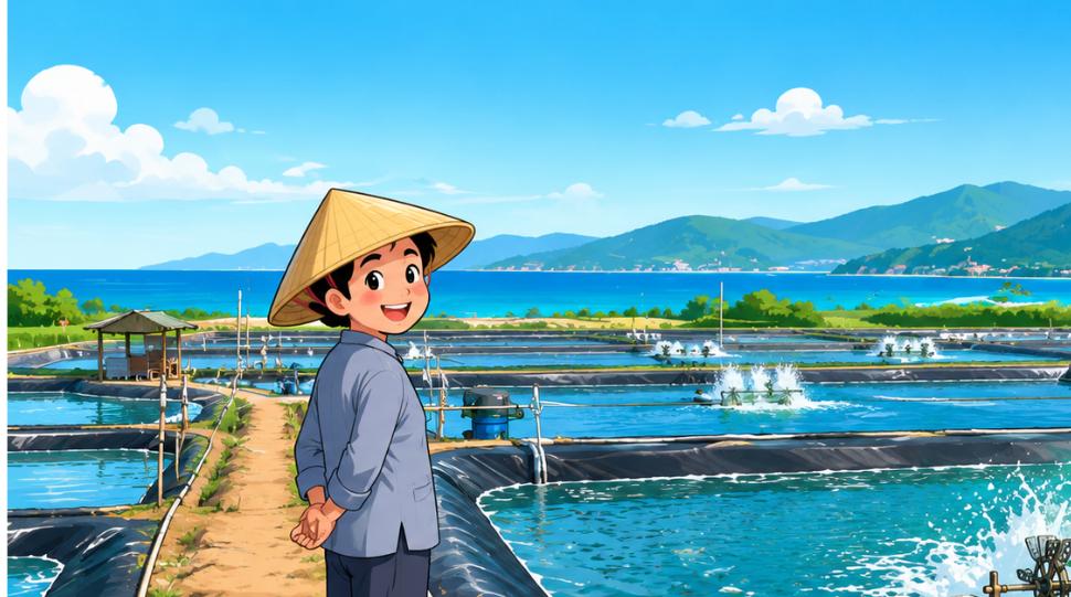 Nuôi tôm Khánh Hòa - mô hình tôm trải bạt minh họa ở Vạn Ninh