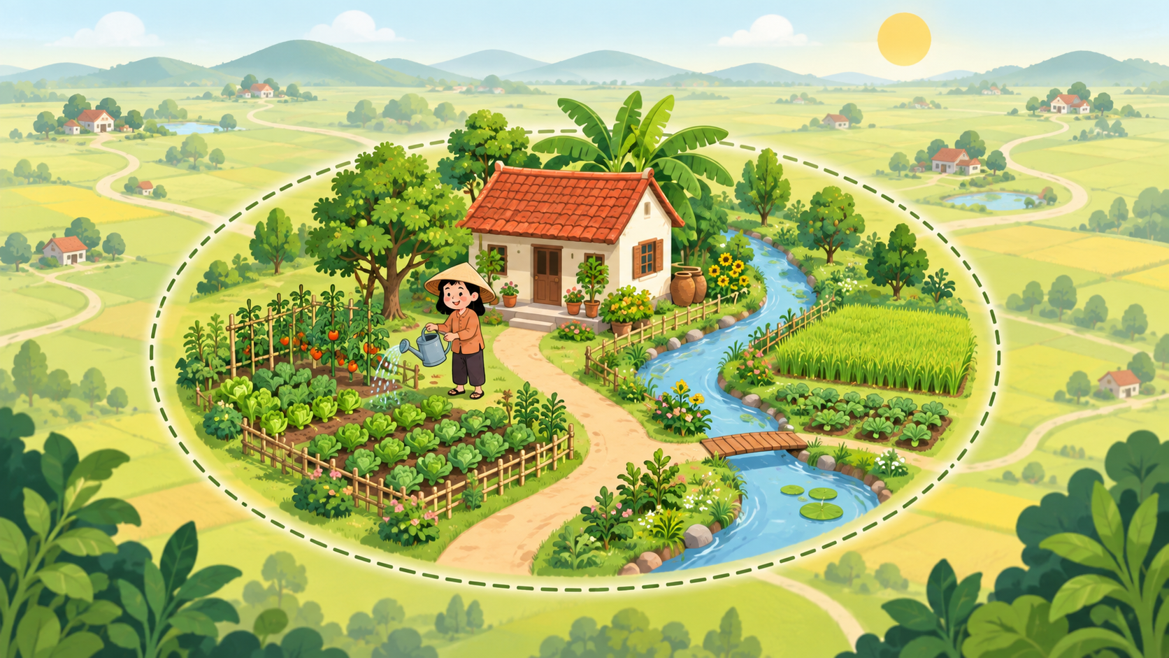 Đầu tư bất động sản gần nhà - minh họa khu vườn trong bán kính gần nhà