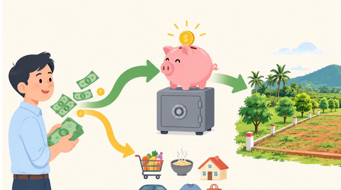 Minh hoạ trả cho mình trước: chia dòng tiền vào heo đất rồi mới đầu tư bất động sản